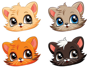 Adorable Cat Cartoon Character Collection