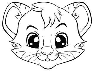 Coloring Page Outline of Cute Tiger