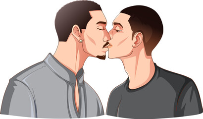 LGBTQ gay couple kissing each other
