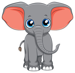 Fototapeta premium Cute simple elephant cartoon isolated