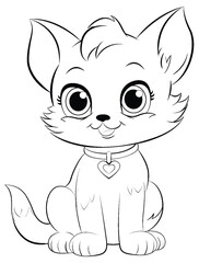 Coloring Page Outline of Cute Cat