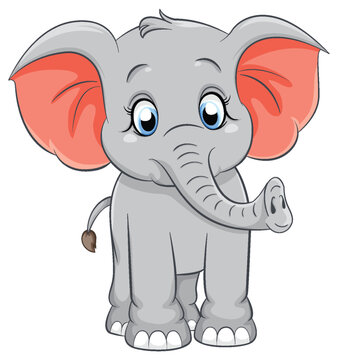 Cute simple elephant cartoon isolated