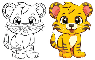 Coloring Page Outline of Cute Tiger