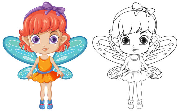 Fairy Girl with Orange Hair Cartoon Character