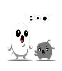 Obraz premium Halloween ghost cartoon, Generative AI