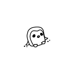 Cute simple penguin in hand drawn doodle style isolated on white background