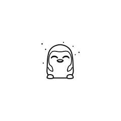 Cute simple penguin in hand drawn doodle style isolated on white background