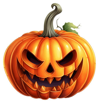 Isolated PNG cutout of a Halloween pumpkin isolated on white, Generative ai