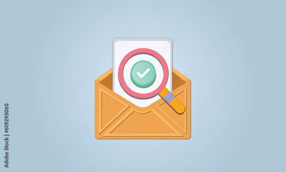 Aufkleber envelope with document and round green checkmark icon.vector design illustration.