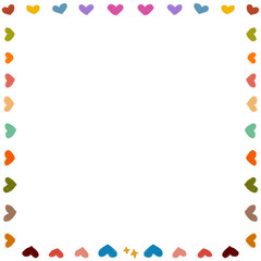 colorful hand drawn heart love frame illustration. Decoration design for photo, card, memopad, notepad, paper, and creative projects