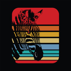 Zebra on retro background Print, for children's clothes, t-shirts, t-shirts. vectors