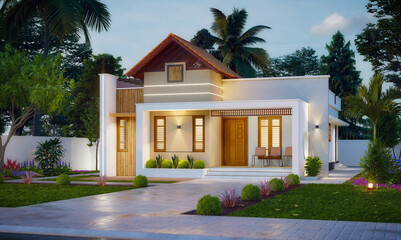 3d illustration of a newly built luxury home