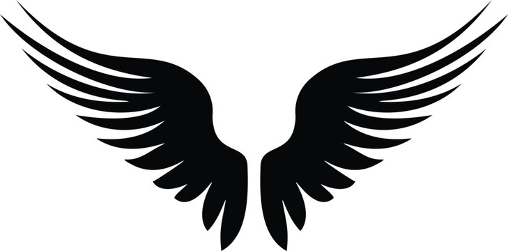 recommend clip art: Wings logo. tattoo design of a wings, silhouette of pair wings, angle wings black design elements Vector illustration, t-shirt and sticker tattoo