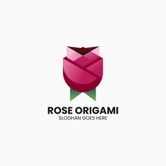 Vector Logo Illustration Rose Origami Gradient Colorful Style