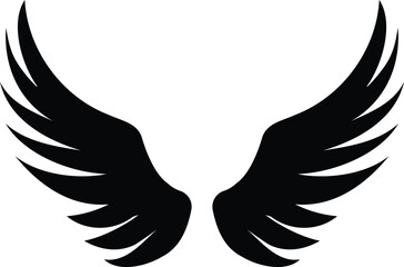 Obraz premium Tattoo design of a wings, silhouette of pair wings, angle wings black design elements Vector illustration, t-shirt and sticker tattoo