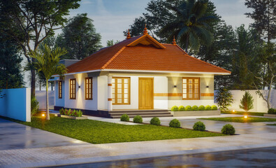 Naklejka premium 3d illustration of a newly built luxury home