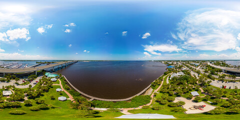 Aerial 360 drone photo Flagler Park Stuart Florida equirectangular