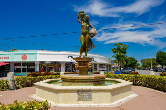 Woman fountain statue on Colorado Avenue and Osceola Street Stuart Florida