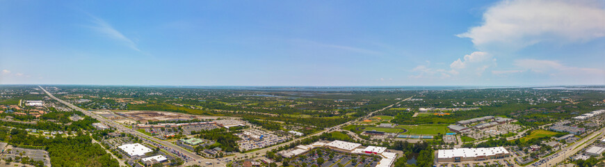 Fototapeta premium Aerial photo Jensen Beach High School and shopping plazas