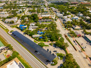 Aerial photo Electric Vehicle Charging Station Downtown Stuart Florida USA - obrazy, fototapety, plakaty