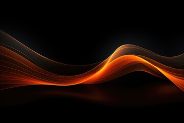 Abstract Light Orange wave on black background