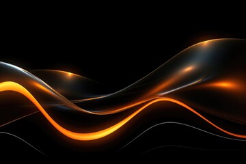 Abstract Light Orange wave on black background