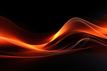 Abstract Light Orange wave on black background