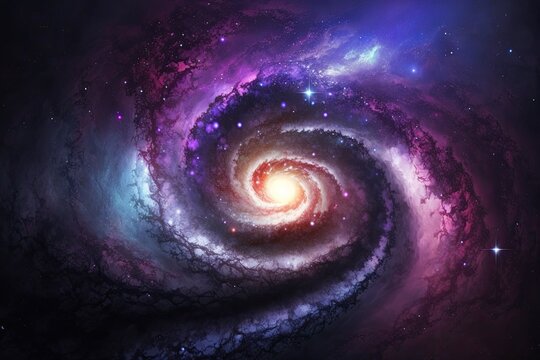 Spiral Galaxy with Glowing Stars in the Background. Generative AI