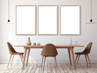 Modern Gallery Wall Poster Frames Mockup | Stylish Artwork Presentation for Interior Design , Showcase Your Artwork with Modern Gallery Wall Poster Frames