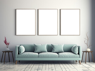 Modern Gallery Wall Poster Frames Mockup | Stylish Artwork Presentation for Interior Design , Showcase Your Artwork with Modern Gallery Wall Poster Frames