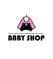 Baby shop logo. Vector symbol with children's clothes. Cute design isolated on white background