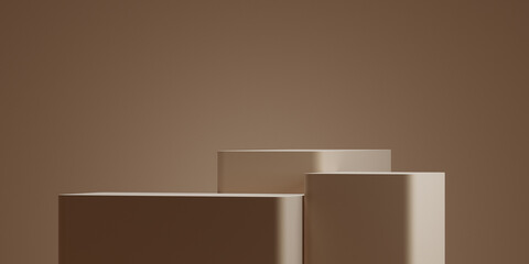 3d minimal background. 3d podium with brown background for perfume, cosmetic and product presentation. 3d rendering illustration.