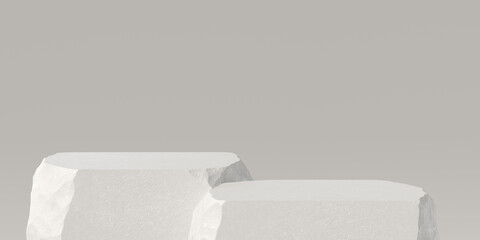 3d cosmetic background. 3d stone podium and nature light with white background for cosmetic, perfume and product presentation. 3d rendering illustration