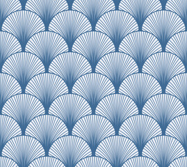 Japanese Fan Wave Flower Vector Seamless Pattern
