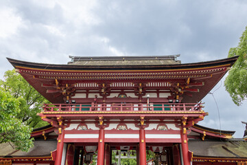 Two-storied gate of Dazaifu Tenmangu in Fukuoka, Japan
