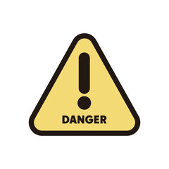 Advisory danger sign isolated. Ｗarning symbol on yellow triangle with exclamation mark and text.