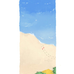 watercolor illustration of a beach