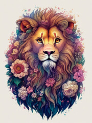 lion head on white background