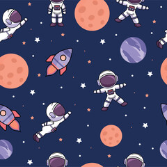 Cute astronaut in the starry space