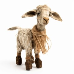 Antique Goat Vintage Toy Isolated on White Background