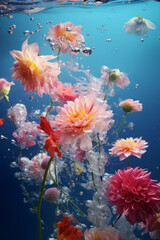 Fototapeta na wymiar Colorful flower in water. Nature concept.