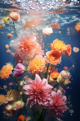 Fototapeta na wymiar Colorful flower in water. Nature concept.