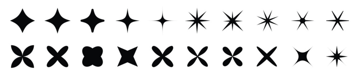Naklejka premium Star burst sticker vector set. Stars collection. Star icons. Starburst flower sale badge. Star blank label, stickers emblem. Shine symbol illustration. Sun ray frames, quality signs, sale icon