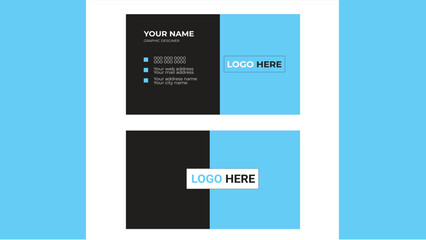 blue corporate business card, name card template ,horizontal simple clean layout design template , Business banner template for website.