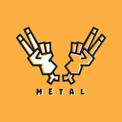 Metal rock skull hand design vector art illustration