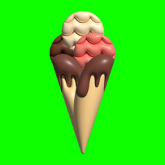 3D Ice Cream Graphic Assets with Greenscreen Background