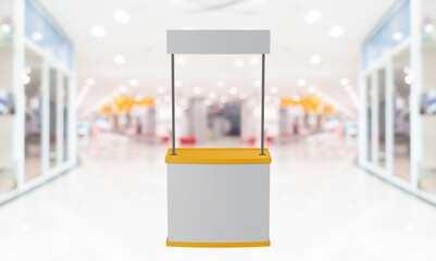 Promotion Booth Stand in a Shopping Mall or Grocery Store.