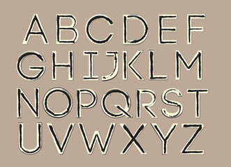 Stroke brush, grunge alphabet letters font