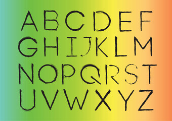 Stroke brush, grunge alphabet letters font