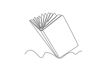 Single one line drawing Books and reading concept. Continuous line draw design graphic vector illustration. - obrazy, fototapety, plakaty